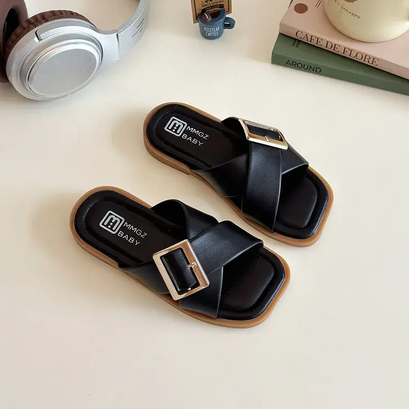 2025 Children Fashion Slippers for Girls Summer New Korean Style Soft Bottom Anti-slippery Versatile Chic Open-toe Beach Shoes