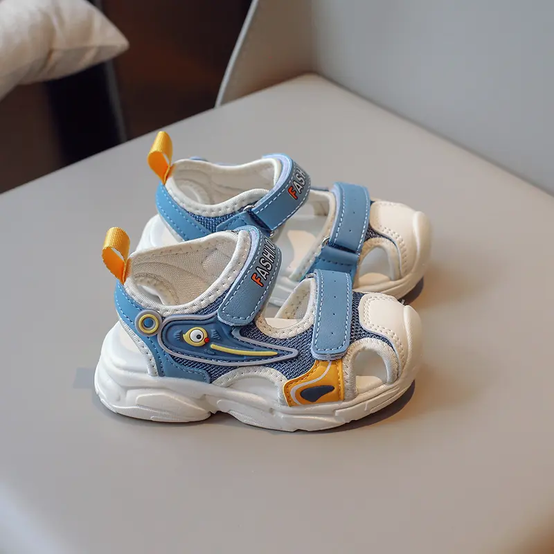Unisex Children Sandals for Toddlers Boys Girls 2025 Summer Kids Beach Shoes Anti-kick Toe-covered Cut-outs Breathable Cute Soft