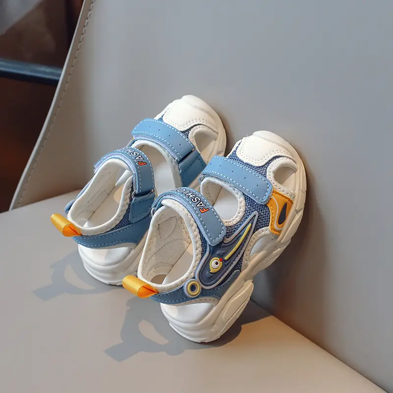Unisex Children Sandals for Toddlers Boys Girls 2025 Summer Kids Beach Shoes Anti-kick Toe-covered Cut-outs Breathable Cute Soft