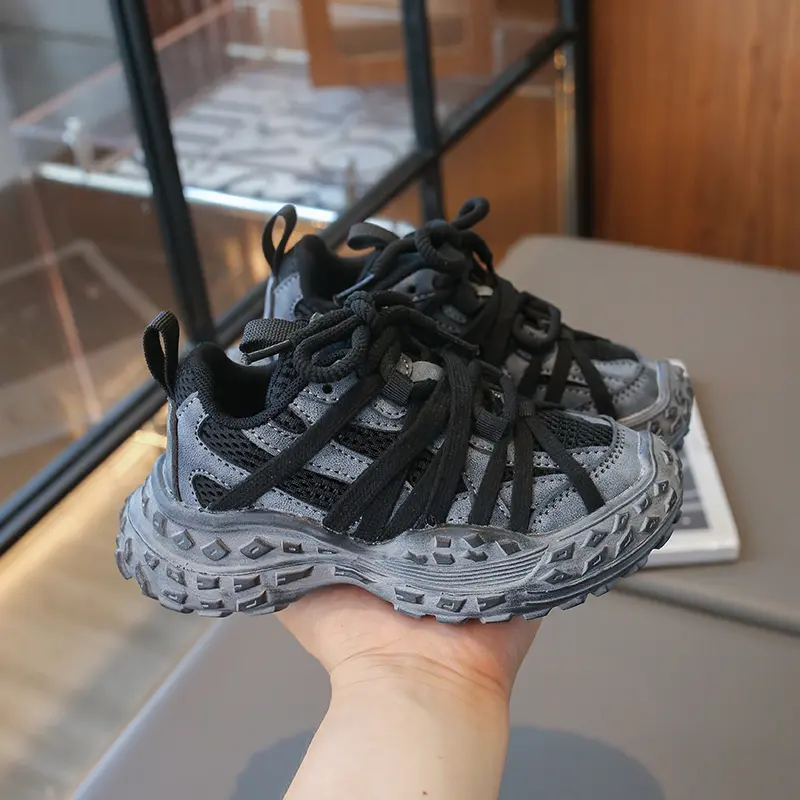 Children's Sneakers for Boy Chunky Non-slip Girls Sneakers Fashion Mesh Breathable Kids Causal School Basketball Shoes Versatile