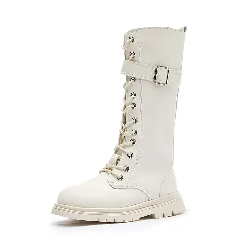 Girls Long Boots Black Knee-high Autumn Winter Children High Tide Boots Zipper Fashion 2024 Brand New Kids Motorcycle Boots