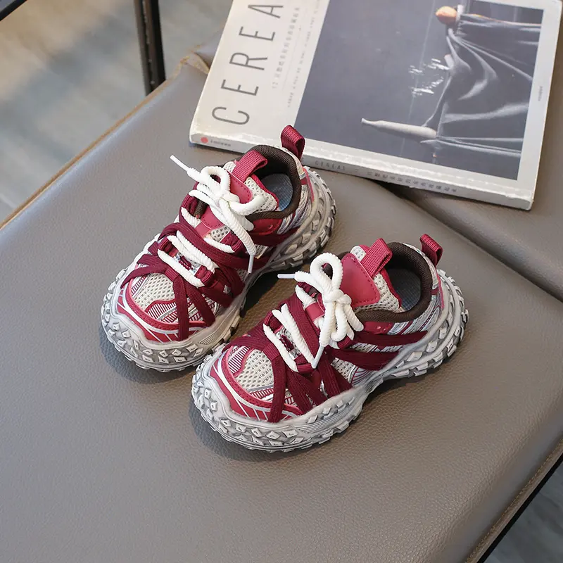 Children's Sneakers for Boy Chunky Non-slip Girls Sneakers Fashion Mesh Breathable Kids Causal School Basketball Shoes Versatile
