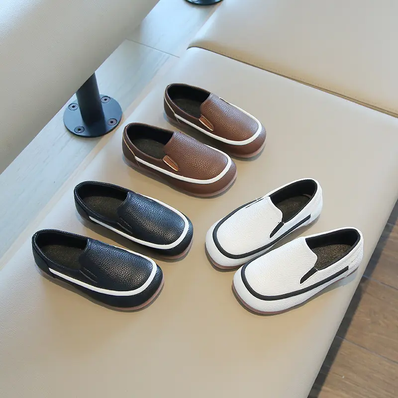 Children Casual Shoes for Toddlers Boys Fashion Classic PU Leather Slip-on Kids Flats All-match Loafers British Style Soft Shoes