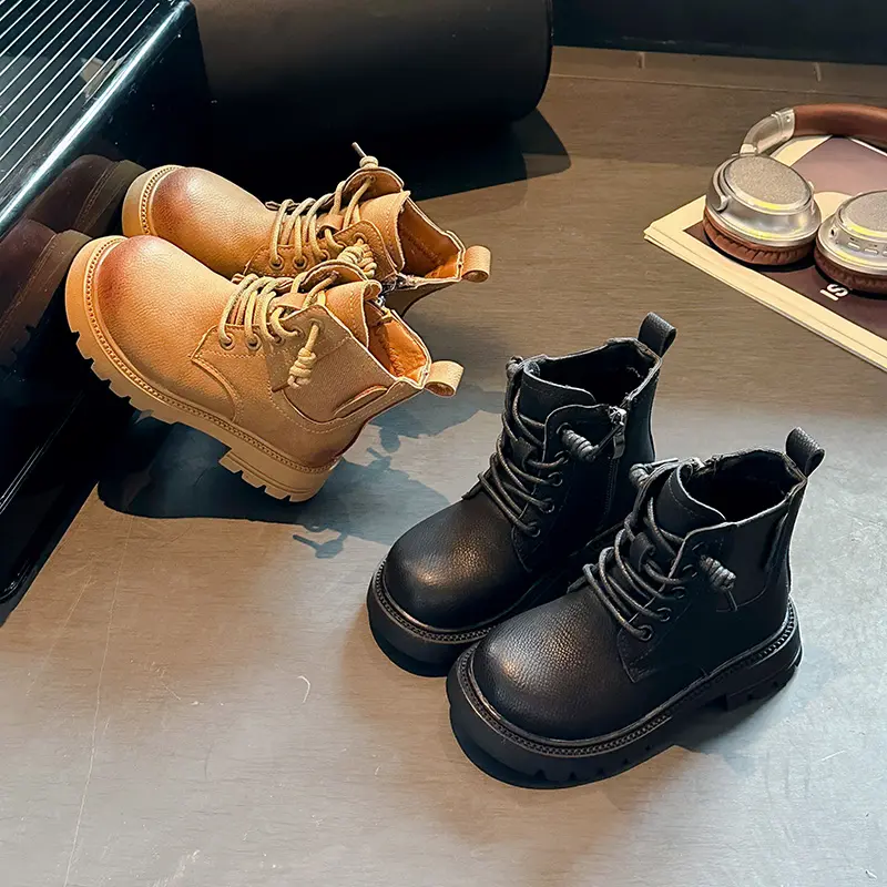 2025 Children Fashion Short Boots for Girls Winter New Korean Style Soft Thick Sole Anti-slippery Versatile Trendy Leather Shoes