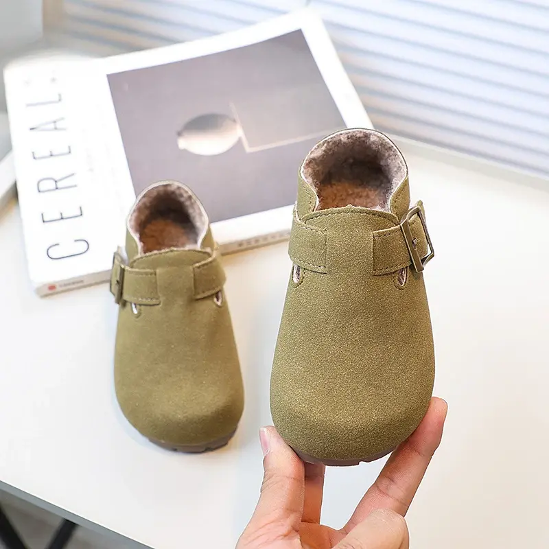 Retro Children's Flats Simple Versatile Winter Shoes for Girls Fashion Causal Warm Kids Boys Cotton Shoes Round-toe Non-slip New