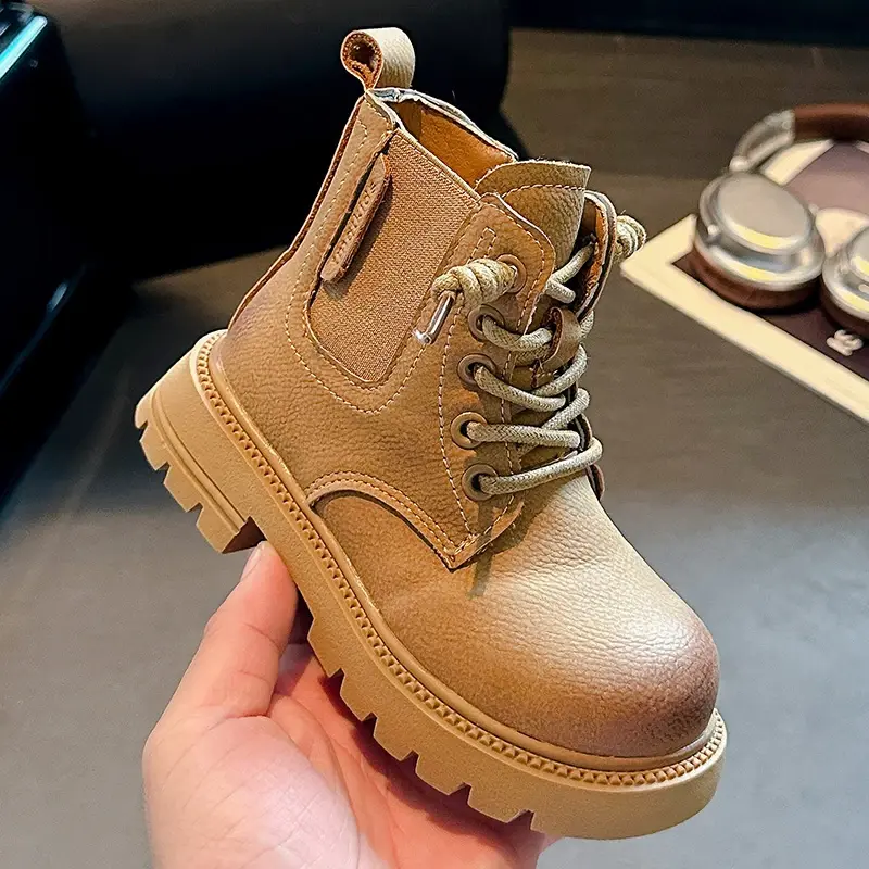 2025 Children Fashion Short Boots for Girls Winter New Korean Style Soft Thick Sole Anti-slippery Versatile Trendy Leather Shoes