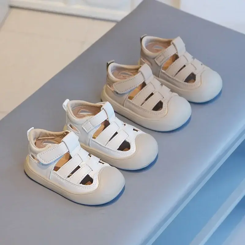Kids Beach Shoes Toes Capped Anti-kicked 2025 Summer New Boys Girls Sandals Non-slip Soft Children Walking Shoes Hollowed-out