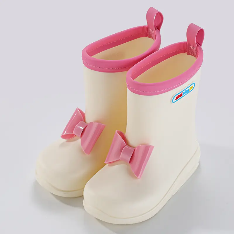 New Girls Rain Boots Versatile Soft Waterproof Bow Sweet Princess Four Seasons Cute Kindergarten Children Casual Rainy Day Shoes