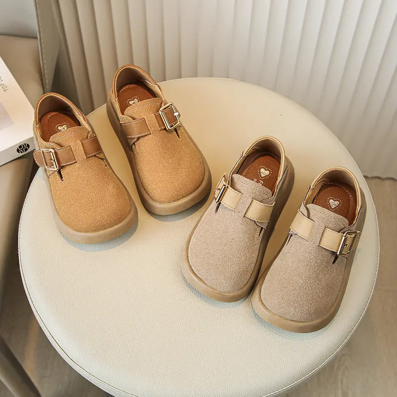 2025 New Boys Casual Shoes Children Fashion Buckle Round-toe Britain Style Girls Loafers Versatile Breatheable Kids Unisex Shoes
