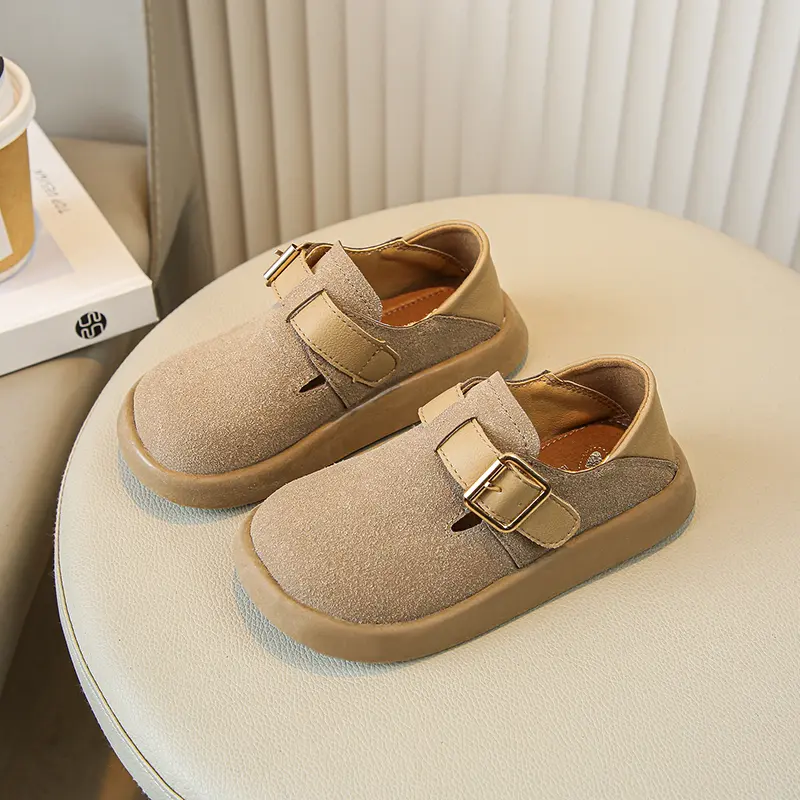 2025 New Boys Casual Shoes Children Fashion Buckle Round-toe Britain Style Girls Loafers Versatile Breatheable Kids Unisex Shoes