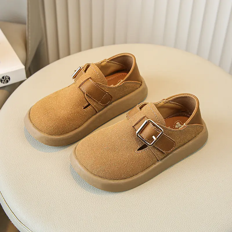 2025 New Boys Casual Shoes Children Fashion Buckle Round-toe Britain Style Girls Loafers Versatile Breatheable Kids Unisex Shoes