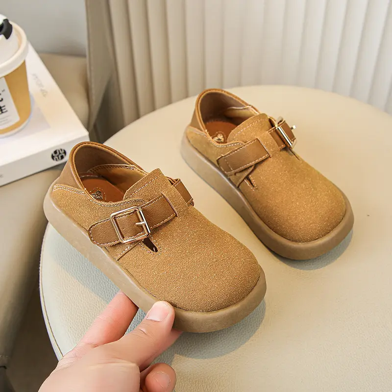 2025 New Boys Casual Shoes Children Fashion Buckle Round-toe Britain Style Girls Loafers Versatile Breatheable Kids Unisex Shoes