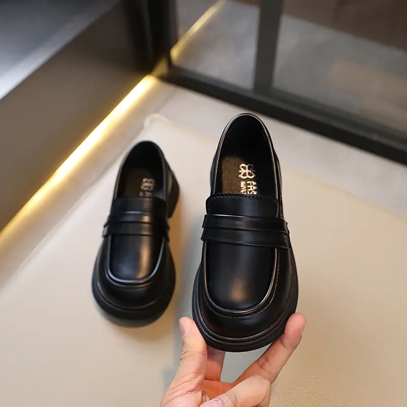 Girls Loafers Round-toe Children Fashion Princess Leather Shoes for Party Wedding Boys Kids Uniform School Shoes Soft All Match
