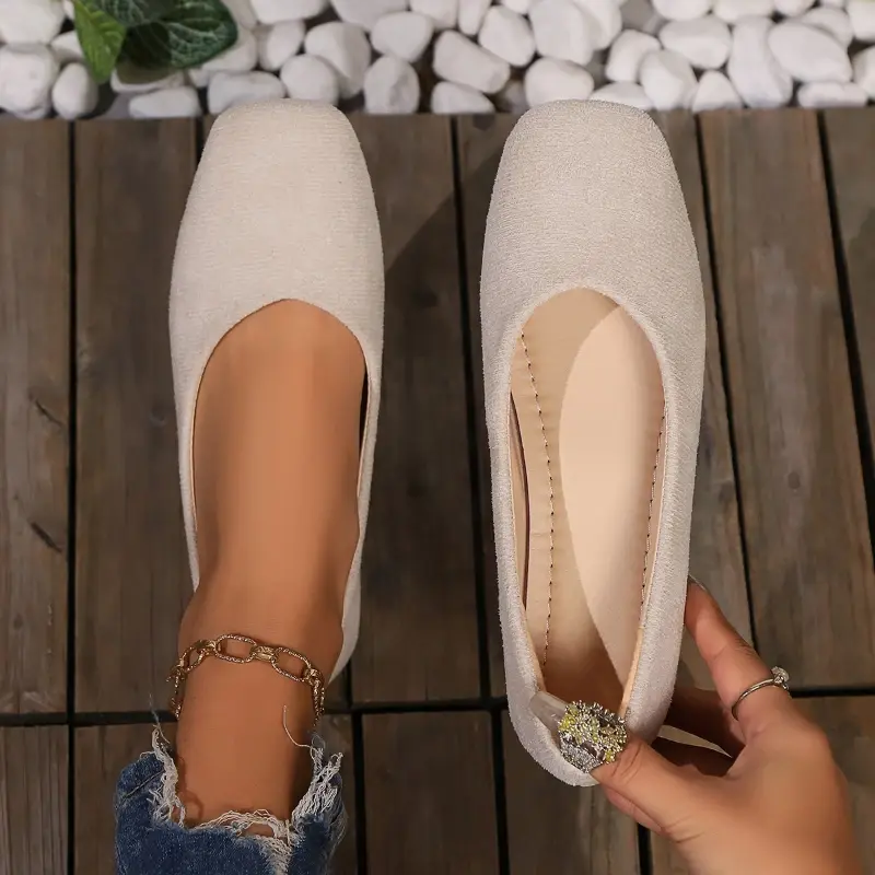 Women's Loafers 2025 New Elegant Ladies Causal Flat Shoes Square-toe Spring Autumn Shallow Women's Fashion Ballet Shoes Simple