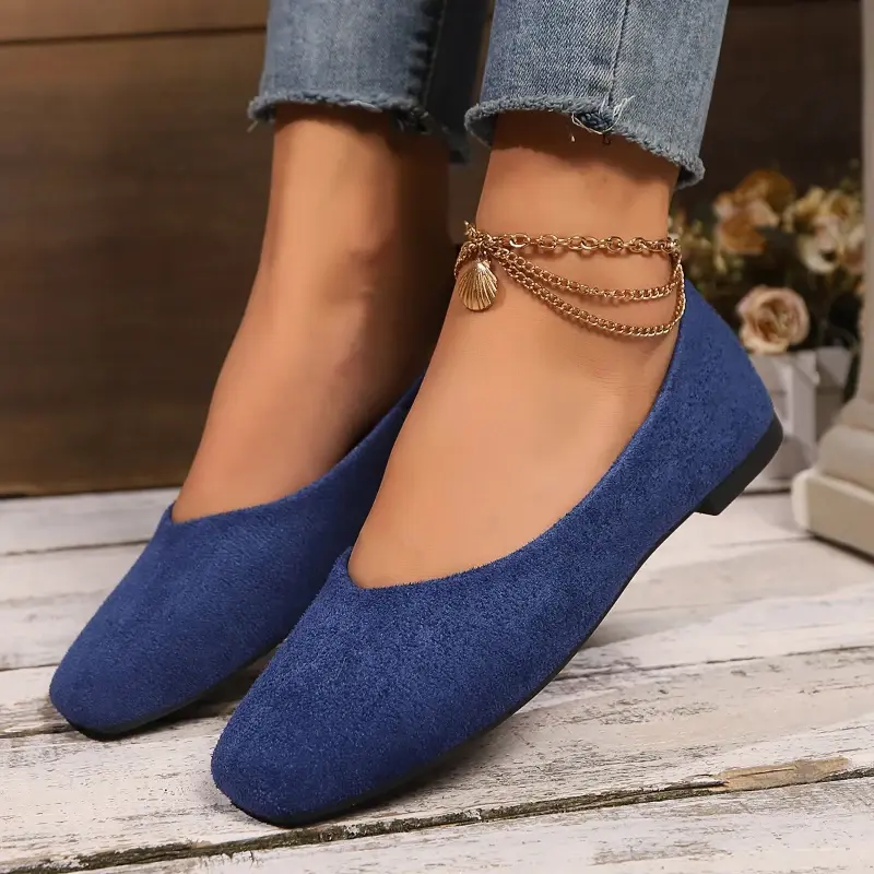 Women's Loafers 2025 New Elegant Ladies Causal Flat Shoes Square-toe Spring Autumn Shallow Women's Fashion Ballet Shoes Simple