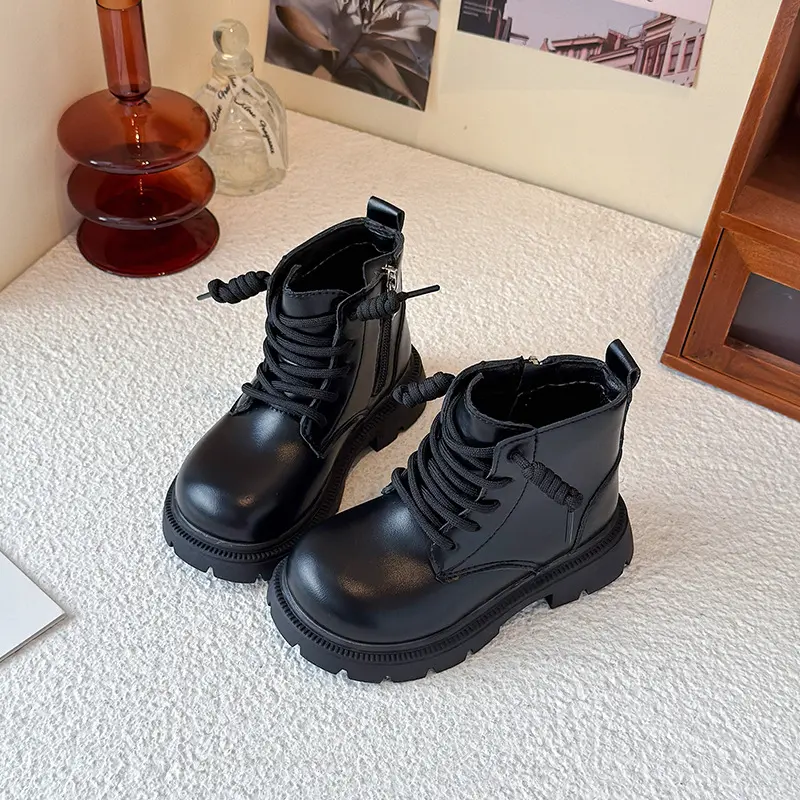 2025 New Children's Ankle Boots Simple British Style Girls Causal Leather Shoes Spring Autumn Kids Fashion School Platform Boots