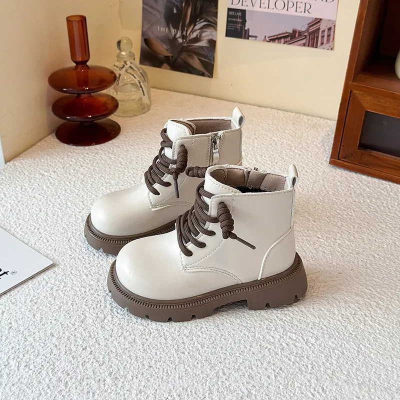 2025 New Children's Ankle Boots Simple British Style Girls Causal Leather Shoes Spring Autumn Kids Fashion School Platform Boots