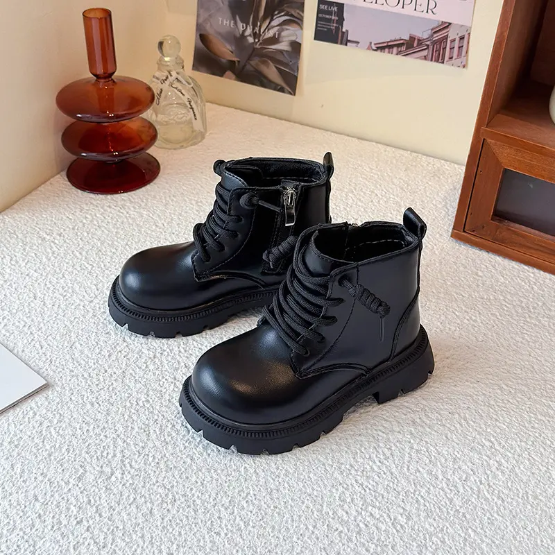 2025 New Children's Ankle Boots Simple British Style Girls Causal Leather Shoes Spring Autumn Kids Fashion School Platform Boots