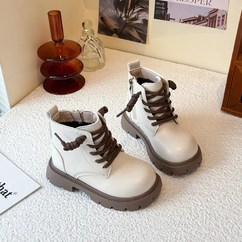 2025 New Children's Ankle Boots Simple British Style Girls Causal Leather Shoes Spring Autumn Kids Fashion School Platform Boots