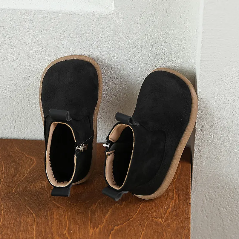 Autumn Winter Children Fashion Causal Thermal Boots Warm Plush Girls Ankle Boots Versatile Zipper Kids Boys Cotton Boots Simple