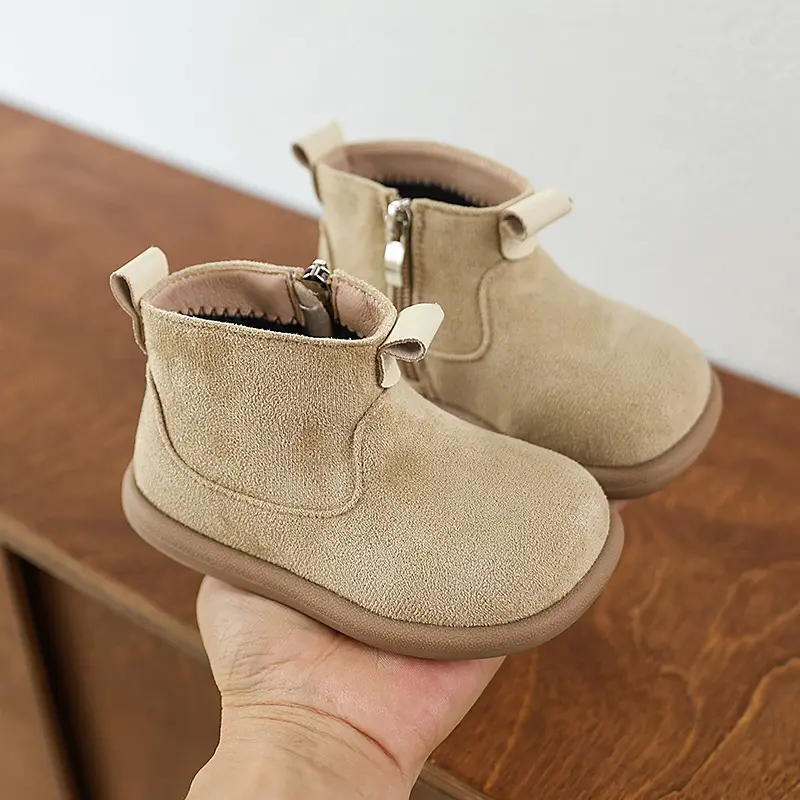 Autumn Winter Children Fashion Causal Thermal Boots Warm Plush Girls Ankle Boots Versatile Zipper Kids Boys Cotton Boots Simple