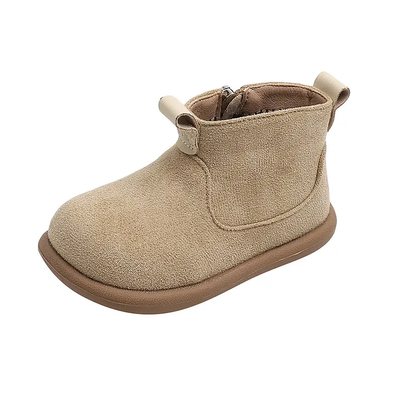 Autumn Winter Children Fashion Causal Thermal Boots Warm Plush Girls Ankle Boots Versatile Zipper Kids Boys Cotton Boots Simple