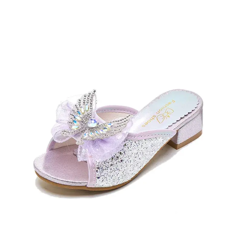 2025 Children Princess High-heel Shoes for Girls Summer New Fashion Korean Style Soft Bottom Non-slip Versatile Outside Shoes