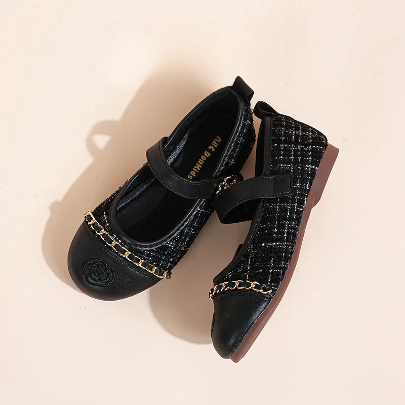 New Kids Leather Shoes Spring Autumn Princess Shoes for Girls Fashion Patchwork Korean Style Children Shoes for Wedding Party