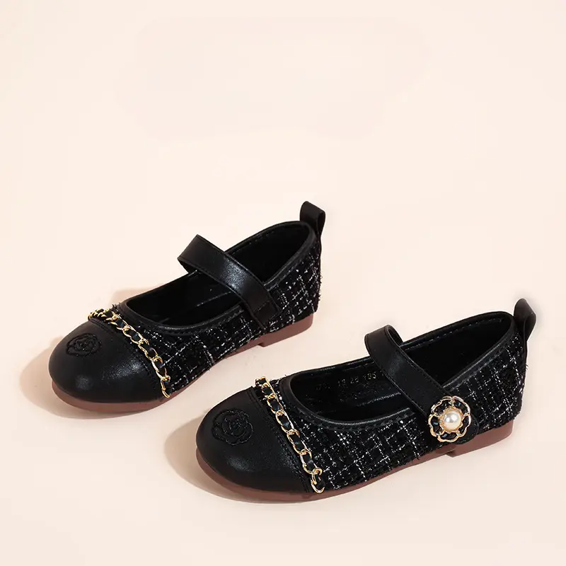 New Kids Leather Shoes Spring Autumn Princess Shoes for Girls Fashion Patchwork Korean Style Children Shoes for Wedding Party