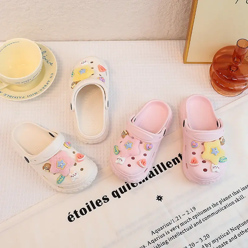 2025 Children Casual Slipeprs for Girls Summer New Fashion Korean Style Soft Bottom Anti-slippery Versatile Cut-outs Beach Shoes