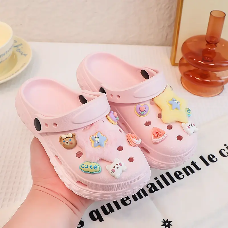 2025 Children Casual Slipeprs for Girls Summer New Fashion Korean Style Soft Bottom Anti-slippery Versatile Cut-outs Beach Shoes