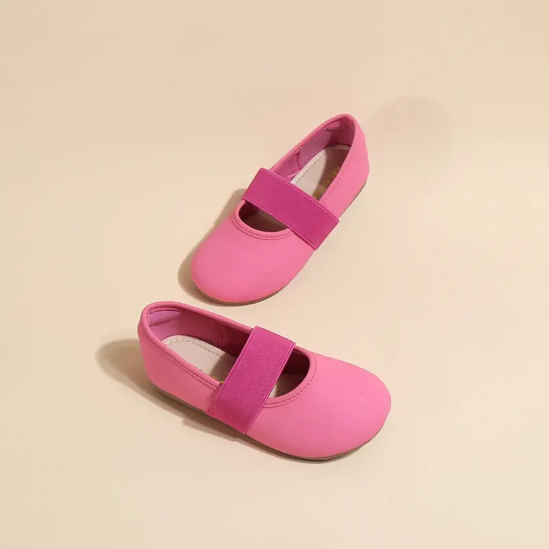 Kids Leather Shoe Solid Color Causal Ballet Flats for Girls Fashion Versatile Children Causal Princess Dance Shoes Elastic Band