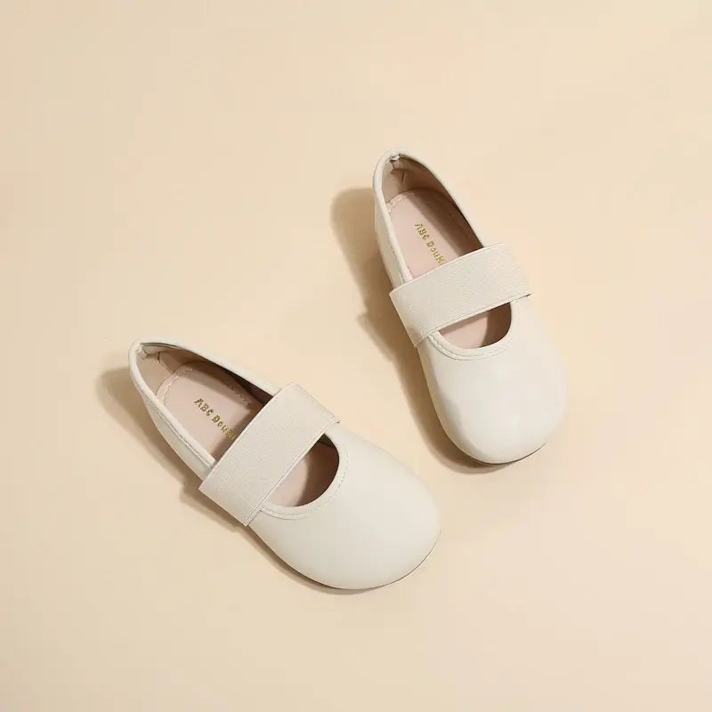 Kids Leather Shoe Solid Color Causal Ballet Flats for Girls Fashion Versatile Children Causal Princess Dance Shoes Elastic Band