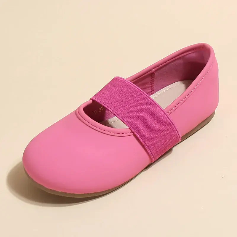 Kids Leather Shoe Solid Color Causal Ballet Flats for Girls Fashion Versatile Children Causal Princess Dance Shoes Elastic Band