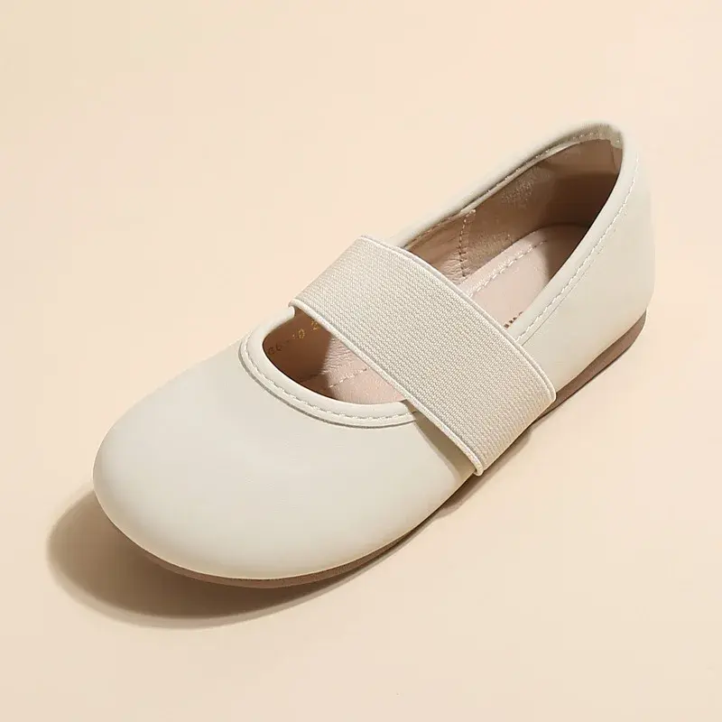 Kids Leather Shoe Solid Color Causal Ballet Flats for Girls Fashion Versatile Children Causal Princess Dance Shoes Elastic Band