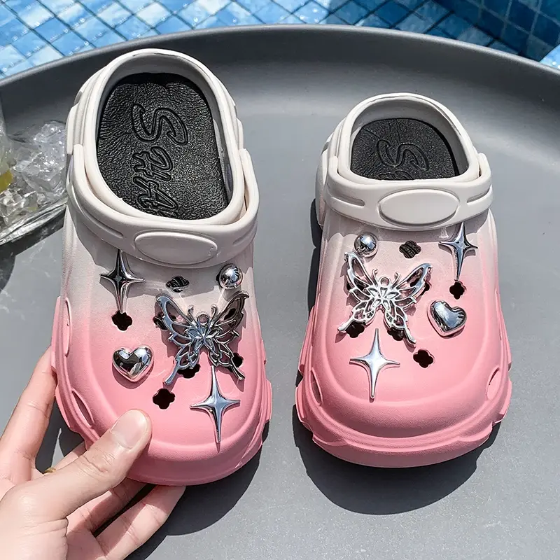 2025 Children Casual Shoes for Girls Summer New Fashion Korean Style Soft Bottom Anti-slippery Versatile Cut-outs Beach Slippers