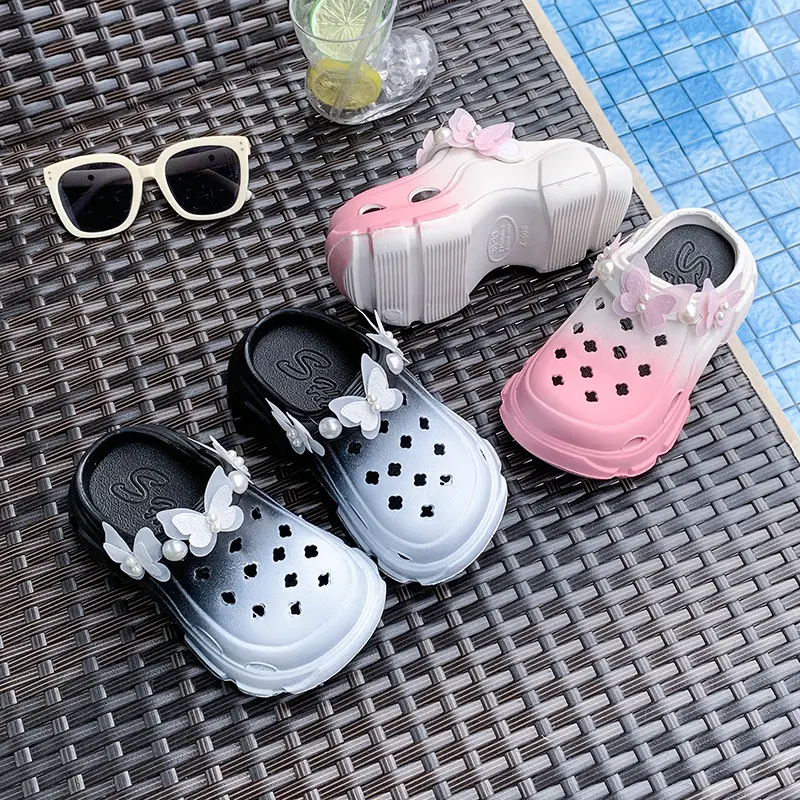 2025 Summer New Children's Slippers Sweet Butterfly Girls EVA Beach Slippers Thick Bottom Soft Kids Causal Shoes Cut-outs Trend