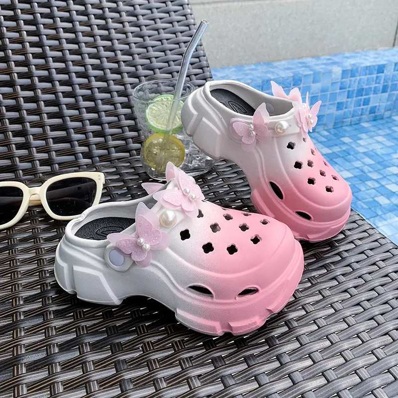 2025 Summer New Children's Slippers Sweet Butterfly Girls EVA Beach Slippers Thick Bottom Soft Kids Causal Shoes Cut-outs Trend