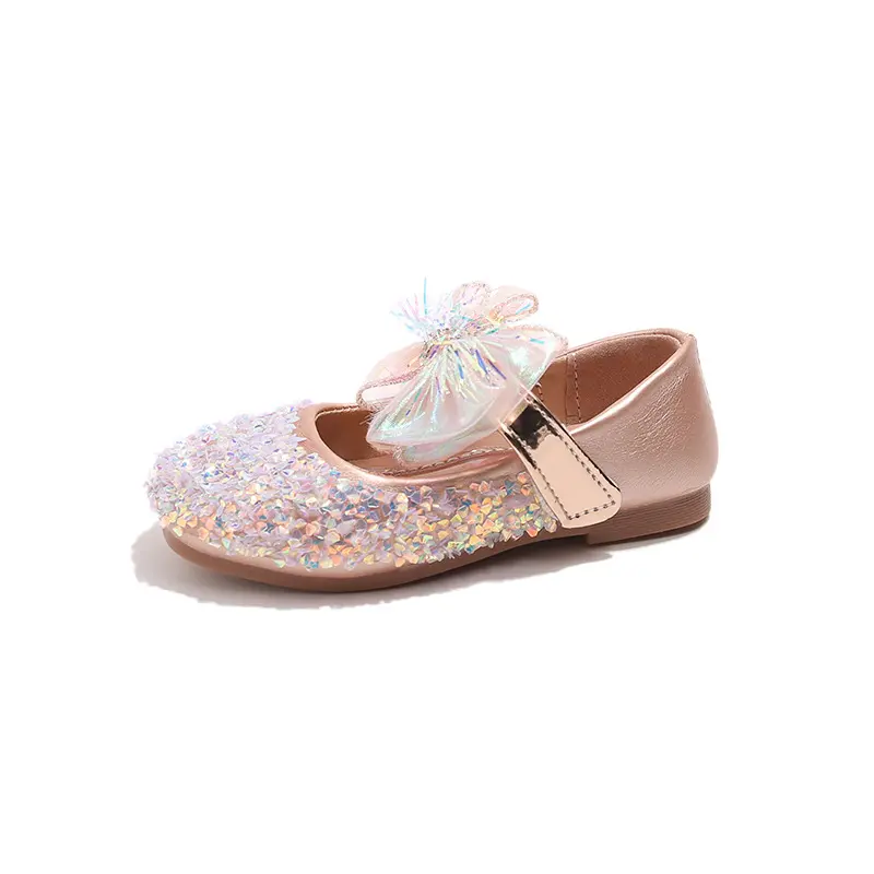 Kids Princess Dance Shoes Candy Color Glitter Girls Leather Shoes Party Wedding 2025 New Fashion Children Flat Shoes Non-slip