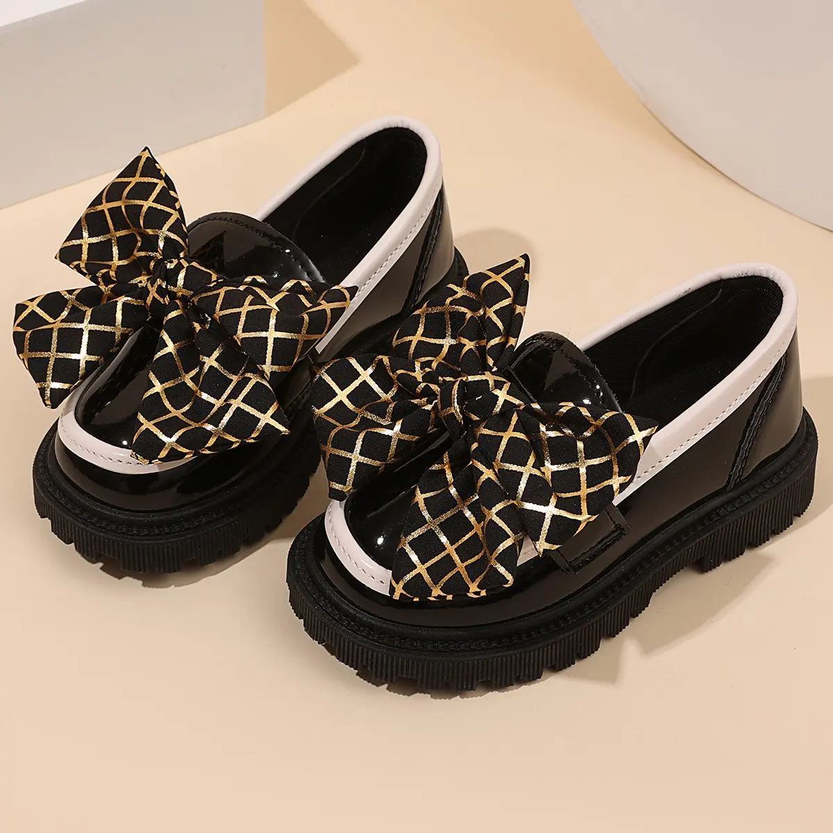 Girls Leather Shoes with Big Bows Children Leather Shoes Slip-on Soft Bottom 2025 Autumn New Kids Casual Shoes Fashion Elegant