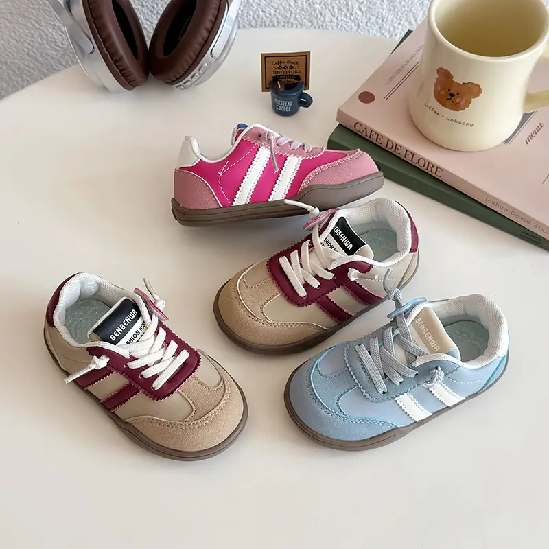 Kids Sports Shoes Striped Classic Children Flats Casual Shoes Soft Sole 2025 Autumn New Girls Running Shoes Fashion Comfortable