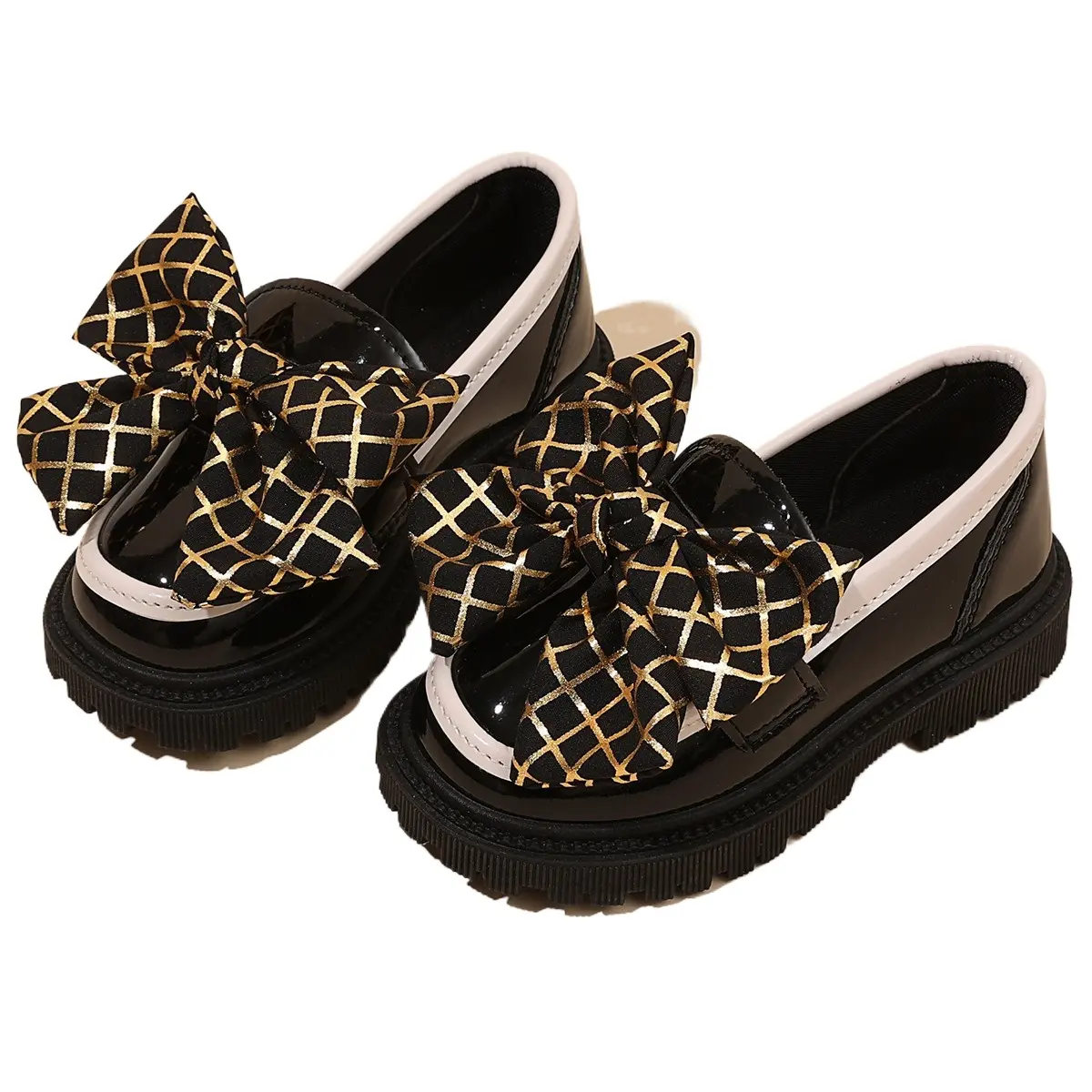 Girls Leather Shoes with Big Bows Children Leather Shoes Slip-on Soft Bottom 2025 Autumn New Kids Casual Shoes Fashion Elegant