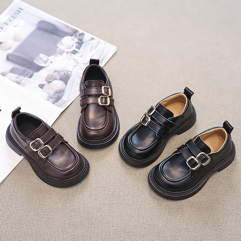 Children's Leather Shoes for Party Wedding Kids Matte School Uniform Shoes Fashion Boys Girls Performance Shoes Thick Bottom