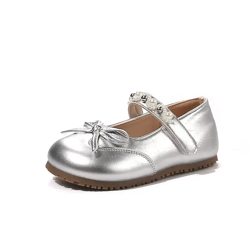 Kids Princess Shoes Round Toes Elegant Children Leather Shoes Korean Style 2025 Autumn New Girls Casual Dance Shoes Simple Bows