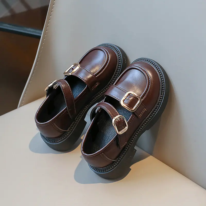 Girls Leather Shoes for Party Wedding Britain Style Children Princess Performance Shoes Simple Fashion Kids School Uniform Shoes