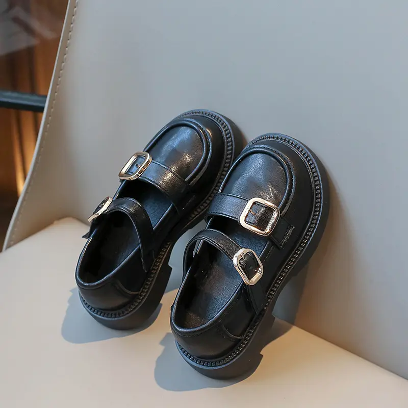 Girls Leather Shoes for Party Wedding Britain Style Children Princess Performance Shoes Simple Fashion Kids School Uniform Shoes