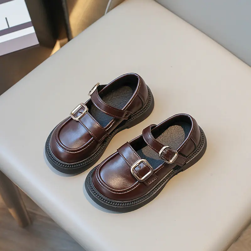 Girls Leather Shoes for Party Wedding Britain Style Children Princess Performance Shoes Simple Fashion Kids School Uniform Shoes
