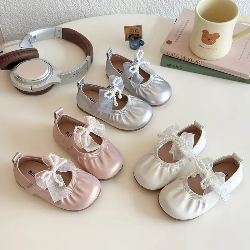 2025 Children Leather Shoes for Girls Autumn New Fashion Korean Style Soft Bottom Anti-slippery Versatile Princess Dress Shoes