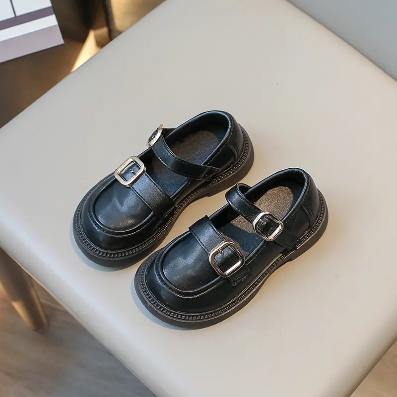 Girls Leather Shoes for Party Wedding Britain Style Children Princess Performance Shoes Simple Fashion Kids School Uniform Shoes