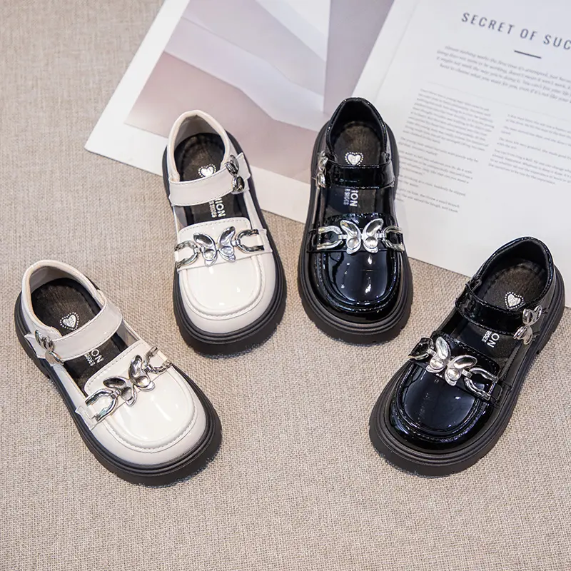 Girls Leather Shoes for Party Wedding Kids Princess Shoes with Bow-knot Soft Bottom Anti-slippery Children Performance Shoes